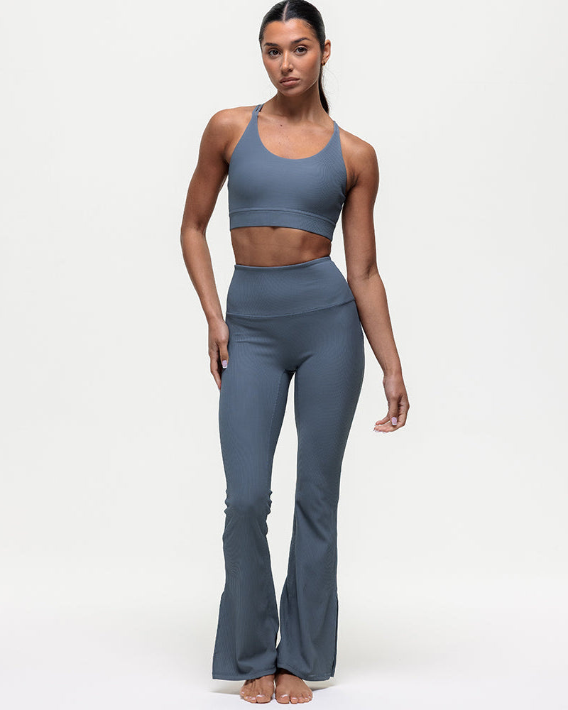 Maya Ribbed Flare Leggings - Graphite