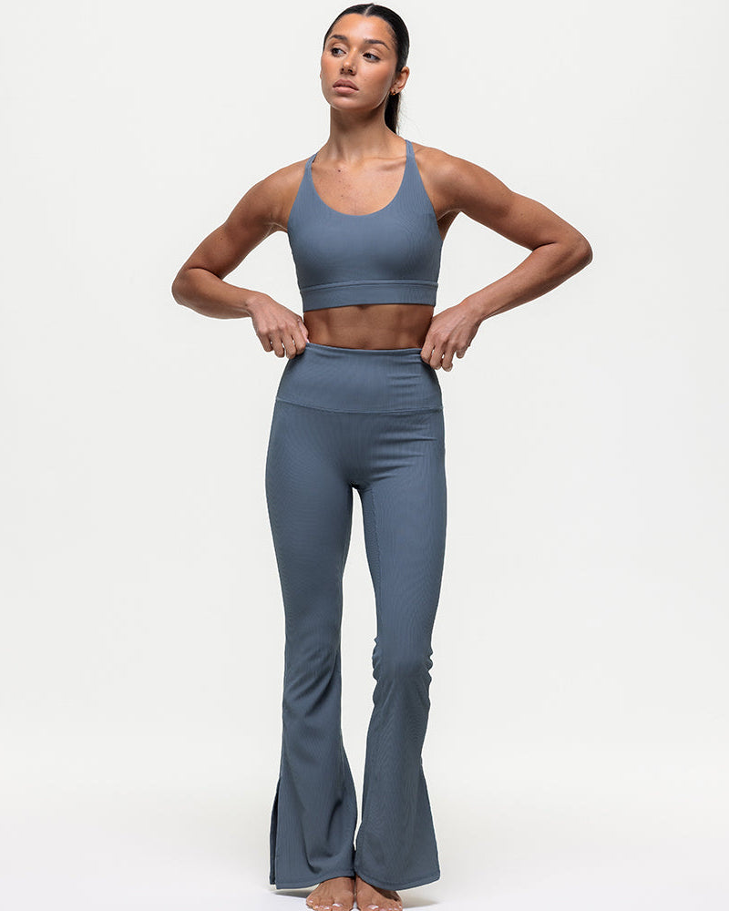 Namaste Ribbed Medium Support Bra - Graphite