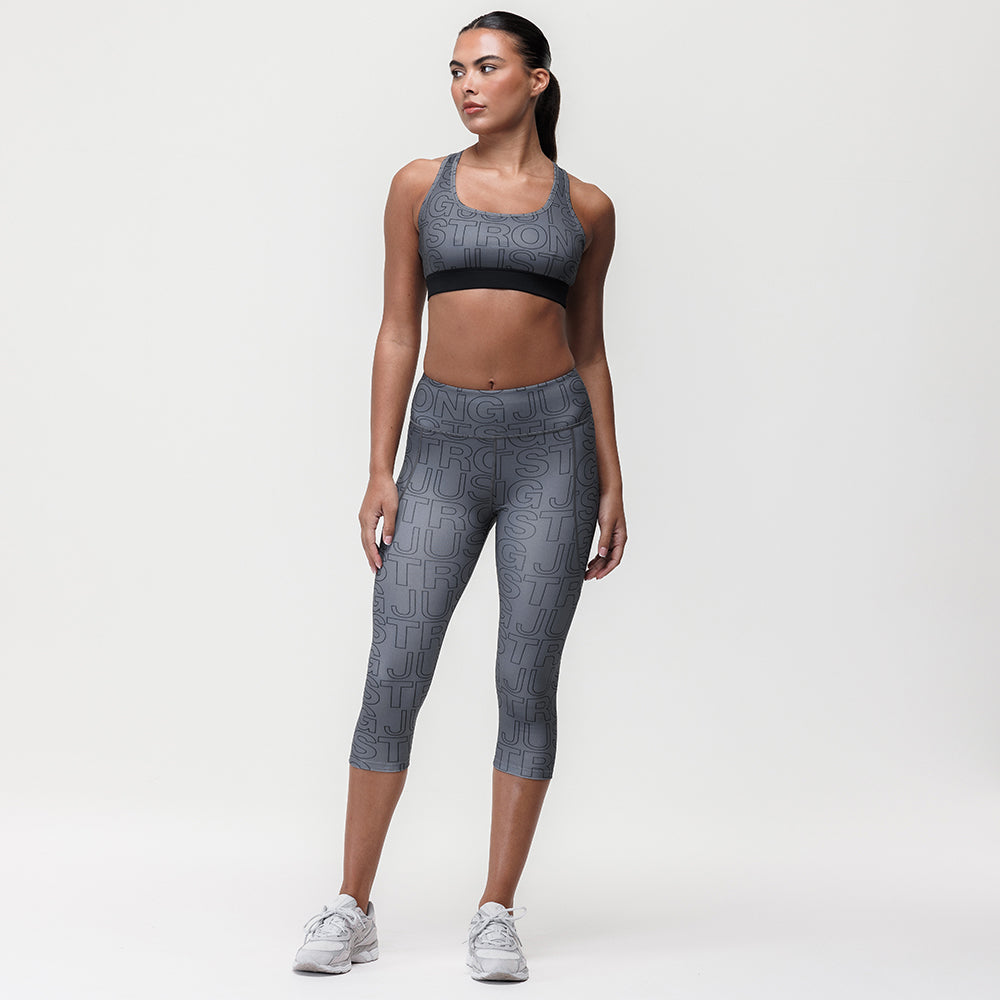 Printed Motion Capri Mid Rise Leggings - Slate/Black