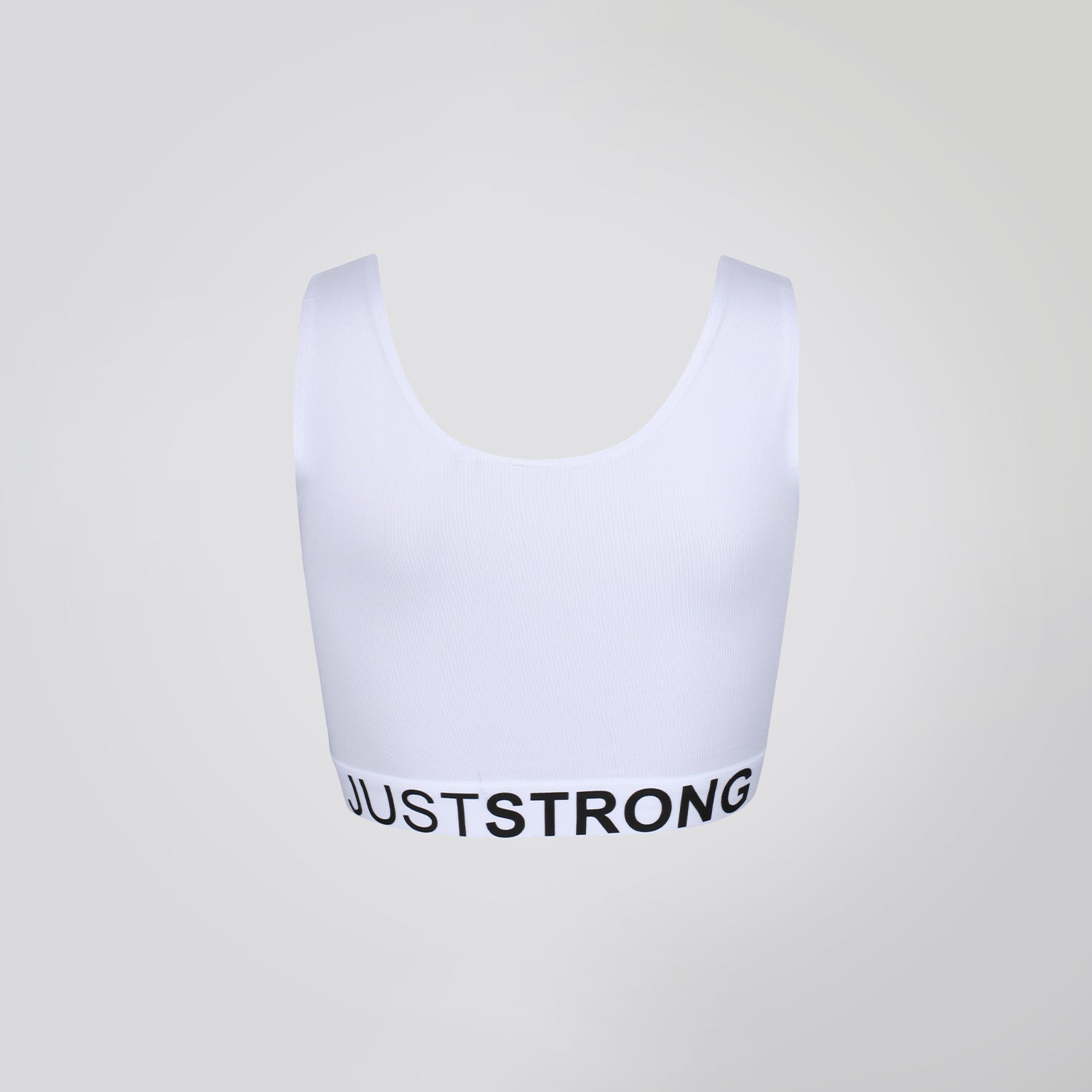 All White Just Strong Sports Bra