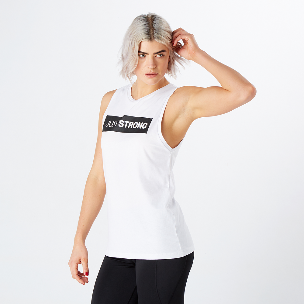 White Athletic Box Tank