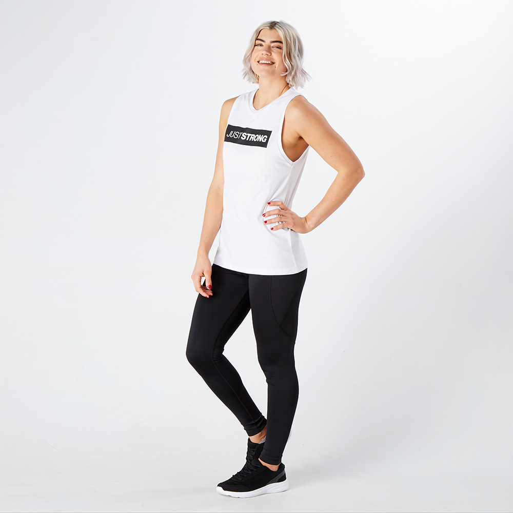 White Athletic Box Tank